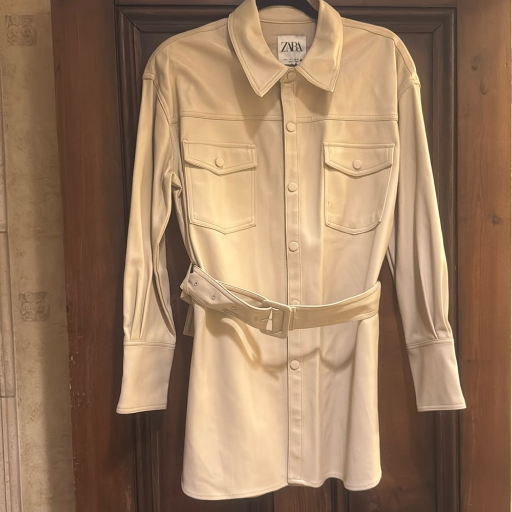 Zara button up leather shirt/jacket